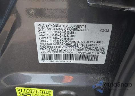 2022 Acura Ilx Premium A-Spec Packages/Technology A-Spec Packages из США, поврежденный, VIN 19UDE2F82NA005909